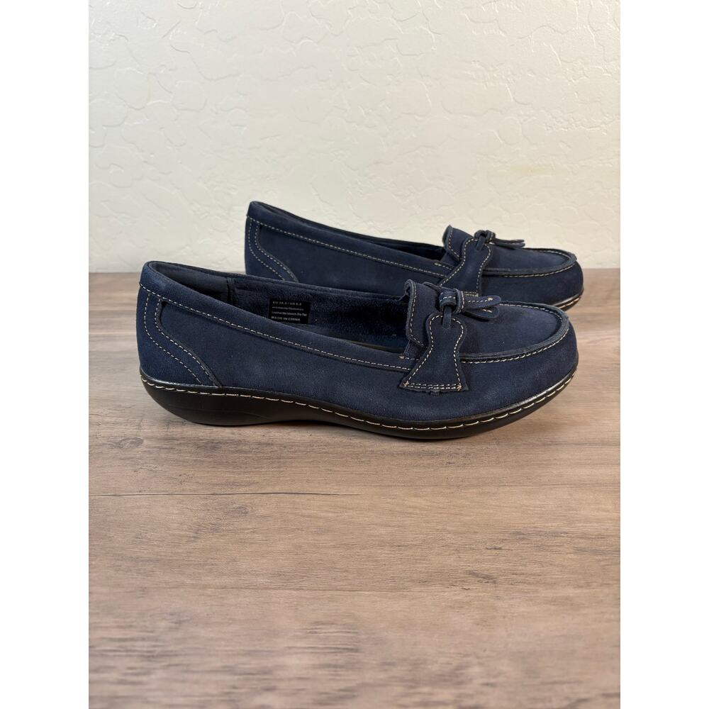 Clarks Ashland Blue Leather Low Heel Women's 8.5 EU 39.5 New‎ in Replacement Box